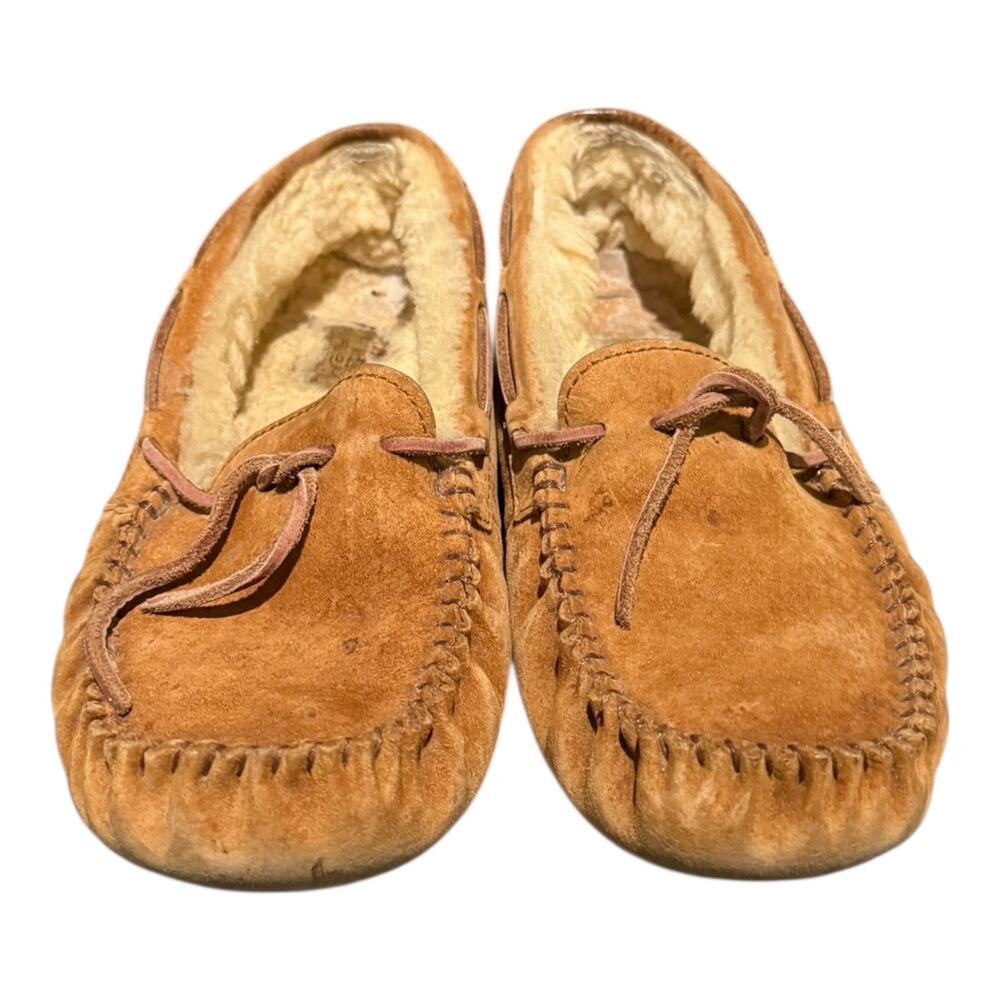 UGG Dakota Moccasin Slippers Womens Size 7 Brown Suede Sherpa Slip On Shoes 5612 - Picture 4 of 9
